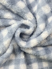 SHEIN 新生兒雙面絨毛格紋領長袖連腳連身衣居家服，適合冬季 - 藍白色 - 查看 5