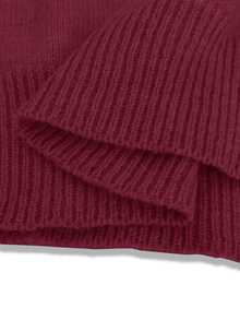 SHEIN LUNE Women's Solid Color Stand Collar Off-Shoulder Casual Versatile Daily Long Sleeve Sweater - Red Violet - View 9