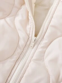 Cozy Pixies 1件女嬰連帽雪地連身衣，白色冬季花卉連身褲附配套手套，保暖內裡羽絨外套，女童端莊戶外冬季服飾 - 米色 - 查看 7
