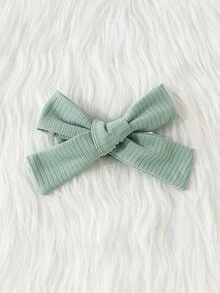 SHEIN 新生女嬰黃色直條紋蝴蝶結拼接雛菊網紗洋裝&髮帶兩件套 2件組 秋季長袖 - 綠色 - 查看 8