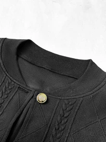 Linhara CURVE Plus Size Women's Solid Color Casual Versatile Daily Wear Long Sleeve Jacket Fall - Black - View 7