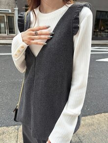 FRIFUL Women's Solid Color Casual Versatile Daily Wear Vest Jacket - Black - View 6