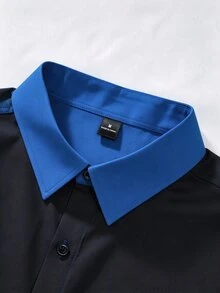 Calvornis Camisa formal de manga larga con degradado de color para hombre, camisa casual holgada sin mangas con botones y colorida, regalo para el novio, ceremonia de otoño - azul real - Ver 6