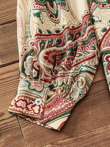 Lacomfia Plus Size Women's Fashionable AB Style Elegant Printed Shirt Fall Cloth For Women, Long Sleeve, Lapel Front Back To School, Casual - Multicolor - View 5