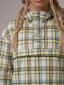 Musera Sport Checkered High Neck Pocket Detail Front Oversized Hooded Light Weight Sport Jacket Gym Pilates Daily Running Fall Autumn Winter - Multicolor - View 6