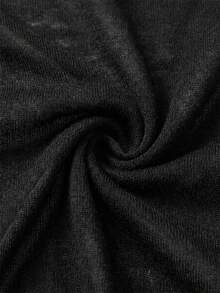 SHEIN CURVE+ Plus Size Casual Asymmetrical Shoulder Knit Top, Versatile All-Match T-Shirt For Autumn/Winter Fall - Black - View 7