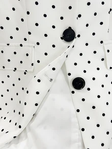 SHEIN PariChic Autumn/Winter New Women's 2 Pieces Suit Set, Fashionable Versatile Polka Dot Long Sleeve Blazer With Skirt, Suitable For Outings, Commuting, Office, Casual Wear, Open-Front Cardigan Outfit - White - View 4