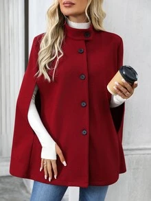EMERY ROSE Women's Solid Color Casual Versatile Daily Overcoat Winter Outfit For Women Winter Outfit For Women - Burgundy - View 7