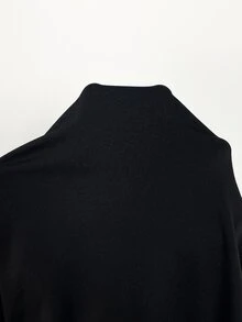 Shapeblank 大尺碼女款秋冬時尚休閒彈性舒適日常黑色立領上衣，適合秋季/冬季、感恩節、新年 - 黑色 - 查看 11
