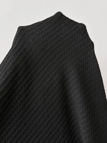 Shapeblank 大尺碼女款春秋時尚休閒寬鬆舒適日常百搭顯瘦華夫格針織黑色長袖開襟外套，秋季穿搭外穿上衣，極簡風秋季夾克 - 黑色 - 查看 10
