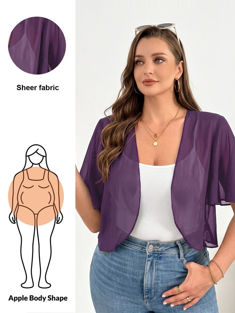 Shapeblank Plus Size Women's Fashion Casual Loose Comfortable Breathable Cool Daily Perspective Fall - Purple - View 1