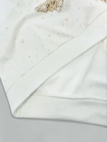 Linhara CURVE كنزة رياضية نسائية بمقاسات كبيرة برقبة طاقم وأكمام طويلة، كنزة رياضية بأجواء العطلات الشتوية - متعدد الألوان - مشاهدة 4