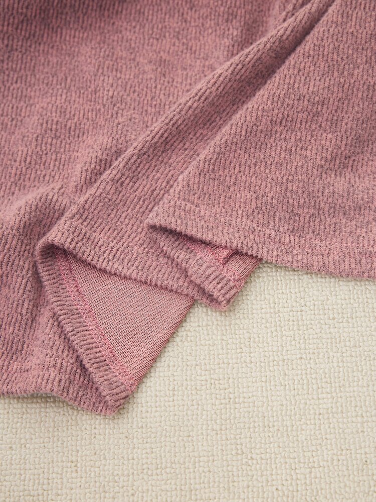 Slowluna Maternity Solid Color Wrap Top And Adjustable Waist Long Pants Nursing 2 Pieces Set Fall - Pink - View 9