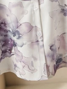 Lacomfia Women's Tie Dye Floral Print Shirt & Wide Leg Pants 2 Pieces Set, Romantic Daily Wear, Plus Size Fall - Multicolor - View 6