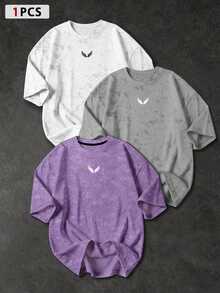 Sport MetroGents Men's Wing Print Short Sleeve Sports T-Shirt, Gym - Purple - View 1