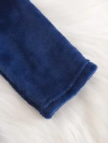 Cozy Pixies 男嬰兒童休閒舒適企鵝刺繡連帽長袖毛絨家居睡袍 秋冬款 - 寶藍色 - 查看 5