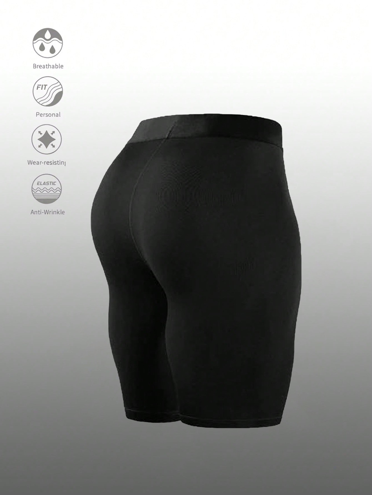 Gym Rark Men's Bull Head Contrast Color Elastic Waist Slimming Sports Tight Shorts, Gym - Black - View 2