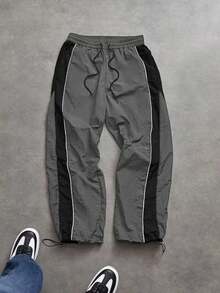 Sport MetroGents Pantalones deportivos casuales con cordón en la cintura, de bloqueo de color, transpirables, para entrenamiento, gimnasio, otoño - Multicolor - Ver 4