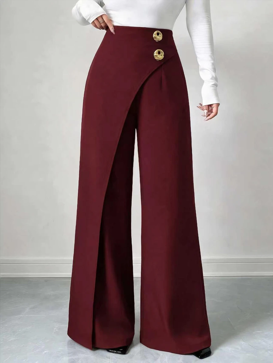 Modelyn Spring Summer Autumn Women's Long Pants, Designed For Office Work Commute, Fashionable Versatile Slimming Elegant Christmas - Burgundy - View 1