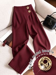Modelyn Spring Summer Autumn Women's Long Pants, Designed For Office Work Commute, Fashionable Versatile Slimming Elegant Christmas - Burgundy - View 4