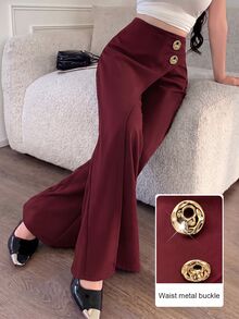 Modelyn Spring Summer Autumn Women's Long Pants, Designed For Office Work Commute, Fashionable Versatile Slimming Elegant Christmas - Burgundy - View 8