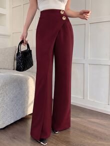 Modelyn Spring Summer Autumn Women's Long Pants, Designed For Office Work Commute, Fashionable Versatile Slimming Elegant Christmas - Burgundy - View 9