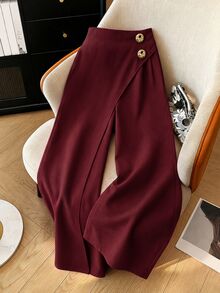 Modelyn Spring Summer Autumn Women's Long Pants, Designed For Office Work Commute, Fashionable Versatile Slimming Elegant Christmas - Burgundy - View 7