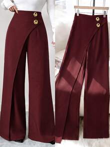 Modelyn Spring Summer Autumn Women's Long Pants, Designed For Office Work Commute, Fashionable Versatile Slimming Elegant Christmas - Burgundy - View 3