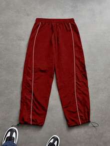 Sport MetroGents Men's Casual Daily Letter Pattern Drawstring Waist Sports Pants Sweat Pants, Gym - Red - View 3
