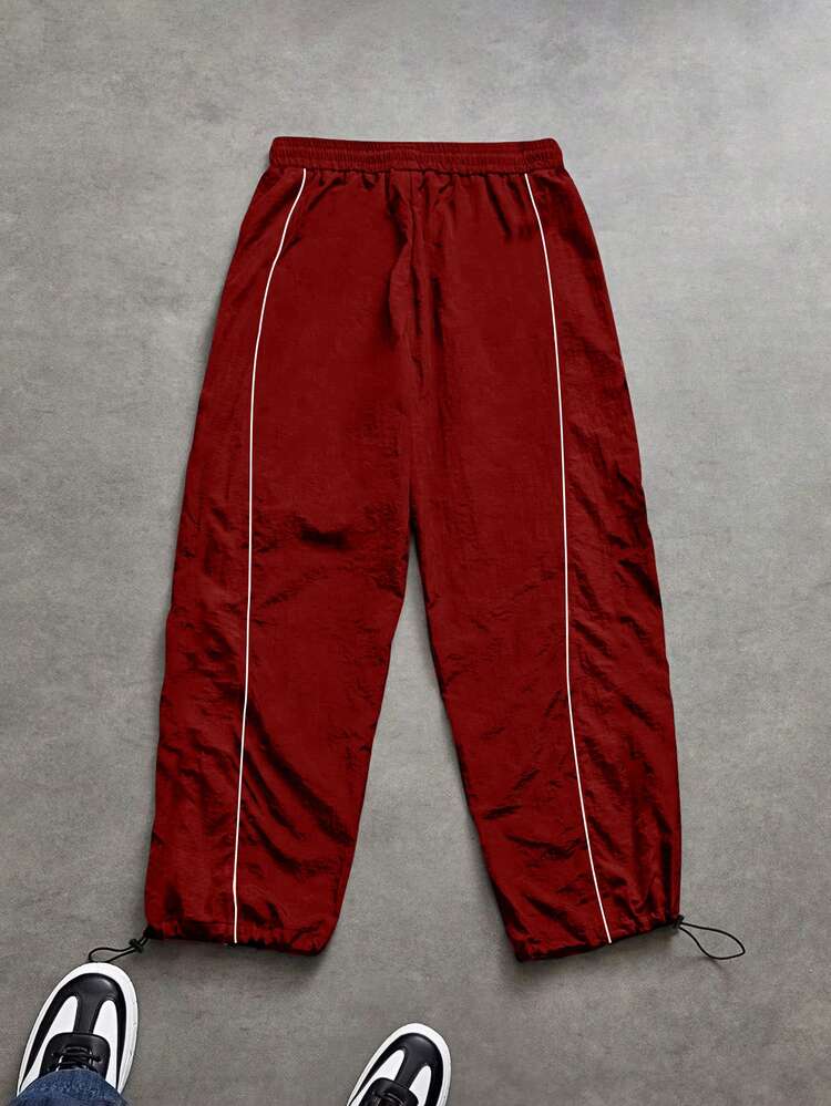 GymRaken Pantalones deportivos casuales diarios para hombres con cordón en la cintura, estampado de letras, pantalones de chándal, gimnasio - Rojo - Añade 3