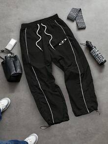 Sport MetroGents Men's Contrast Trim Drawstring Waist Sports Pants, Gym - Black - View 5