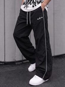 Sport MetroGents Men's Contrast Trim Drawstring Waist Sports Pants, Gym - Black - View 1