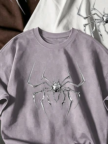 Sport MetroGents Men's Spider Print Casual Daily Travel Sports T-Shirt, Gym - Purple - View 4