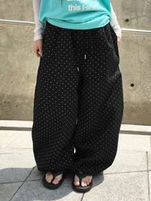 DAZY Women's Polka Dot Casual Versatile Daily Wear Long Pants - Black - View 8