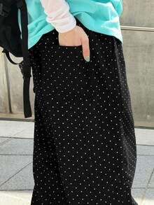 DAZY Women's Polka Dot Casual Versatile Daily Wear Long Pants - Black - View 7