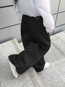 DAZY Women's Polka Dot Casual Versatile Daily Wear Long Pants - Black - View 5