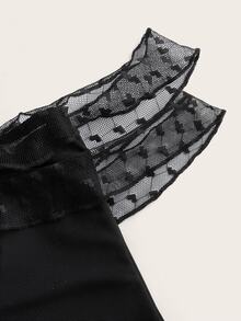 SHEIN ICON Summer Elegant Women Black Dress,Off Shoulder Y2k Birthday Outfit High Slit Halter Neck Mesh Patchwork Ruffle Hem Minimalist Vacation - Black - View 5