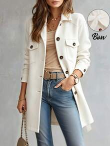 Balvessa Women's Casual Versatile Button-Down Outerwear With ClassAutumn - Apricot - View 6