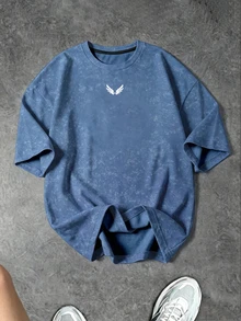 Sport MetroGents Men's Wing Print Short Sleeve Sports T-Shirt, Gym - Blue - View 5