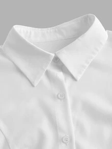 Sweetra Women's Slim Fit Shirt With Leg-Of-Mutton Sleeve, Solid Color,Long Sleeve Tops Fall Cloth For Women - White - View 4
