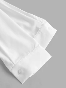 Sweetra Women's Slim Fit Shirt With Leg-Of-Mutton Sleeve, Solid Color,Long Sleeve Tops Fall Cloth For Women - White - View 5
