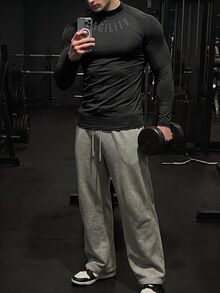 GymBeat Outdoor Casual Breathable Slim Fit Long Sleeve Men's Sports T-Shirt Men Compression Tops Turtle Neck Shirt Gym Lightweight - Black - View 7
