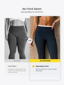 GLOWMODE Cozy Street Collection 24" FeatherFit™ Frosty Glow Color-Block V-Waist Leggings With No Front Seam & Peakbum Gym Workout Yoga Studio Fall Winter Wear - Black - View 4