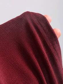 Sweetra Women Summer Burgundy Gold Winter 70s Retro Party Dress, Backless Chain Decor Plunging Neckline Ruched Mini Spaghetti Strap Bodycon Dress - Burgundy - View 4