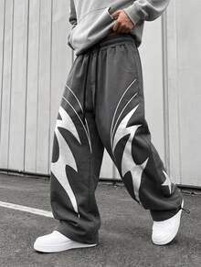 Gym Rark Men's Geometric Print Drawstring Waist 4-Way Stretch Sports Long Pants, Gym - Multicolor - View 1