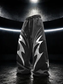 Gym Rark Men's Geometric Print Drawstring Waist 4-Way Stretch Sports Long Pants, Gym - Multicolor - View 2
