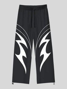 Gym Rark Men's Geometric Print Drawstring Waist 4-Way Stretch Sports Long Pants, Gym - Multicolor - View 3