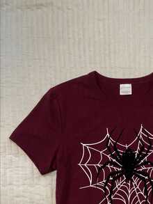 Attitoon Women's Round Neck Short Sleeve Fitted T-Shirt, Suitable For Summer - Burgundy - View 4