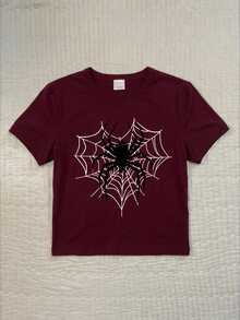Attitoon Women's Round Neck Short Sleeve Fitted T-Shirt, Suitable For Summer - Burgundy - View 6