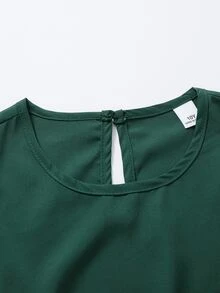 SHEIN 1件女童優雅可愛碎花珍珠裝飾洋裝，復古長袖泡泡袖高腰 A 字裙，聖誕派對秋季洋裝 - 綠色 - 查看 7